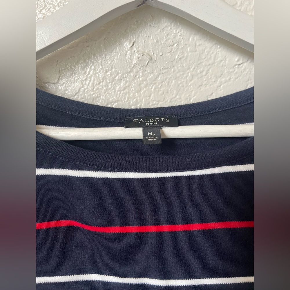 Talbots Navy Dress with Red and White Stripes - Picture 2 of 5